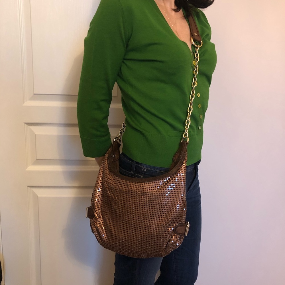 Nanette Lepore bronze metal mesh crossbody bag